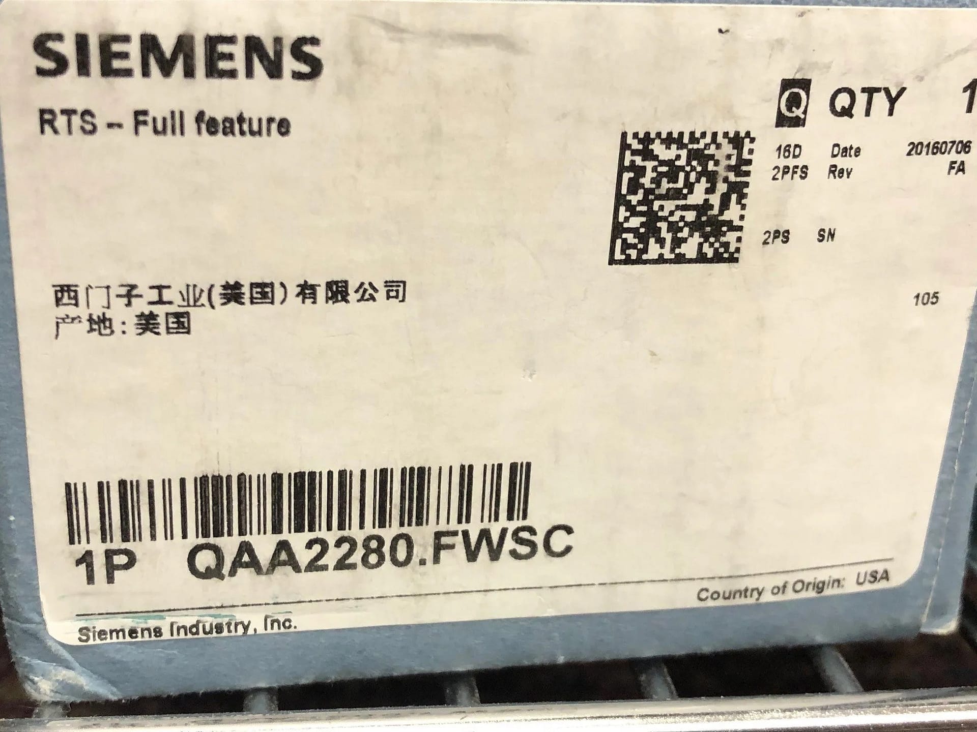 SIEMENS QAA2280.FWSC RTS-full feature 